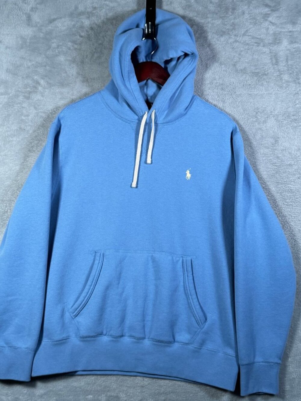 Polo Ralph Lauren Hoodie Mens L Light Blue Fleece Pullover Pony Logo Sweatshirt